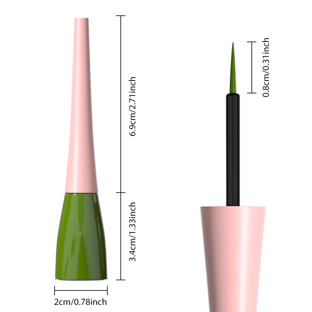 evpct 1Pcs Green Liquid Eyeliner Waterproof Green Eye Liners for Women, Eyes Wing Eyeliner Stamps Shapes Colored Eyeliner delineador de ojos a prueba de agua contra el agua blanco para ojos