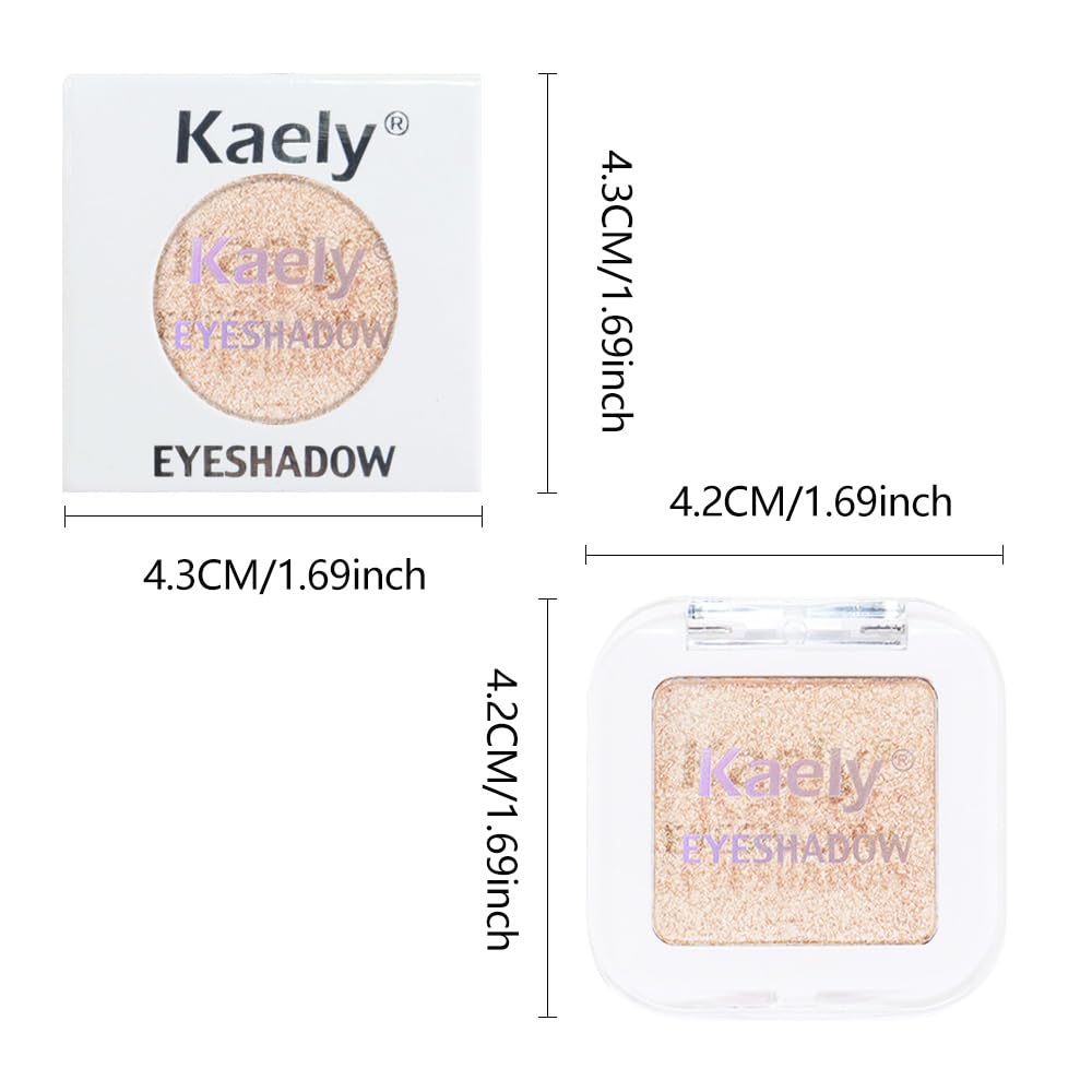 Kaely Pressed Single Eyeshadow Makeup, Light Nude Brown Shimmer Highly Pigmented Monochrome Eye Shadow Palette, Waterproof Neutral Powder Mini Eyeshadow, sombras para ojos, Lightweight Blendable, 20