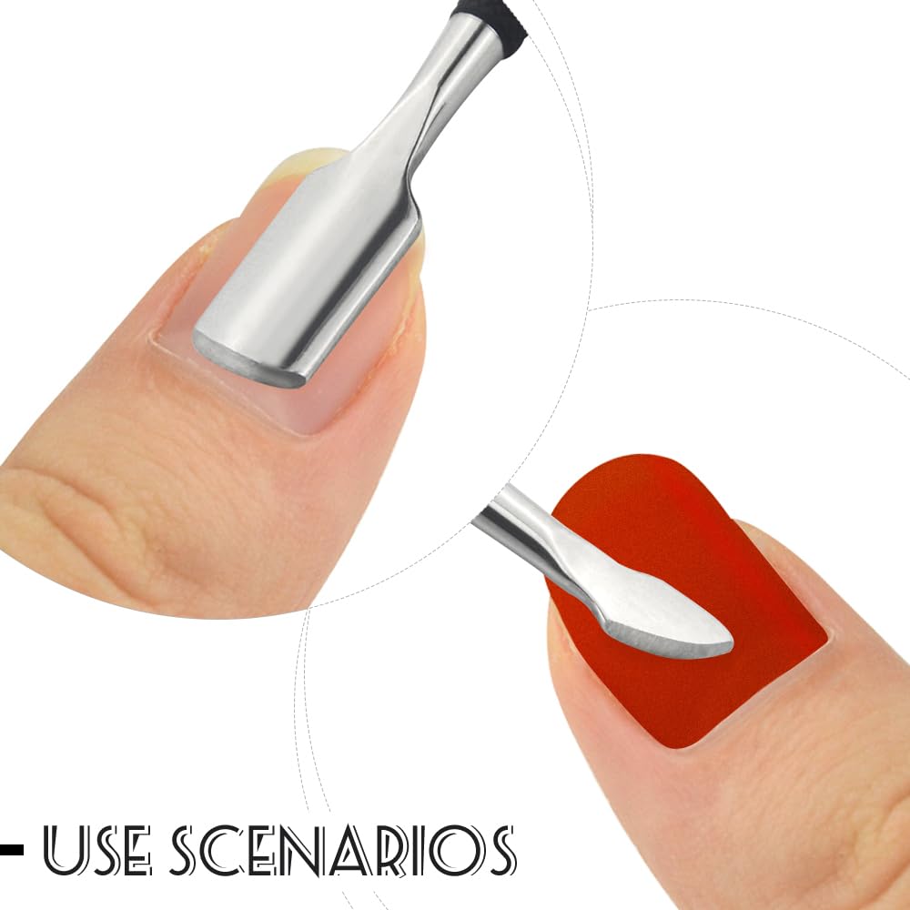 8 Pieces Nail Cuticle Pusher Stainless Steel Nail Polish Cuticle Remover Double Ended Manicure Nail Pedicure Tool Metal Cuticle Peeler Scraper for Fingernails and Toenails (Black)