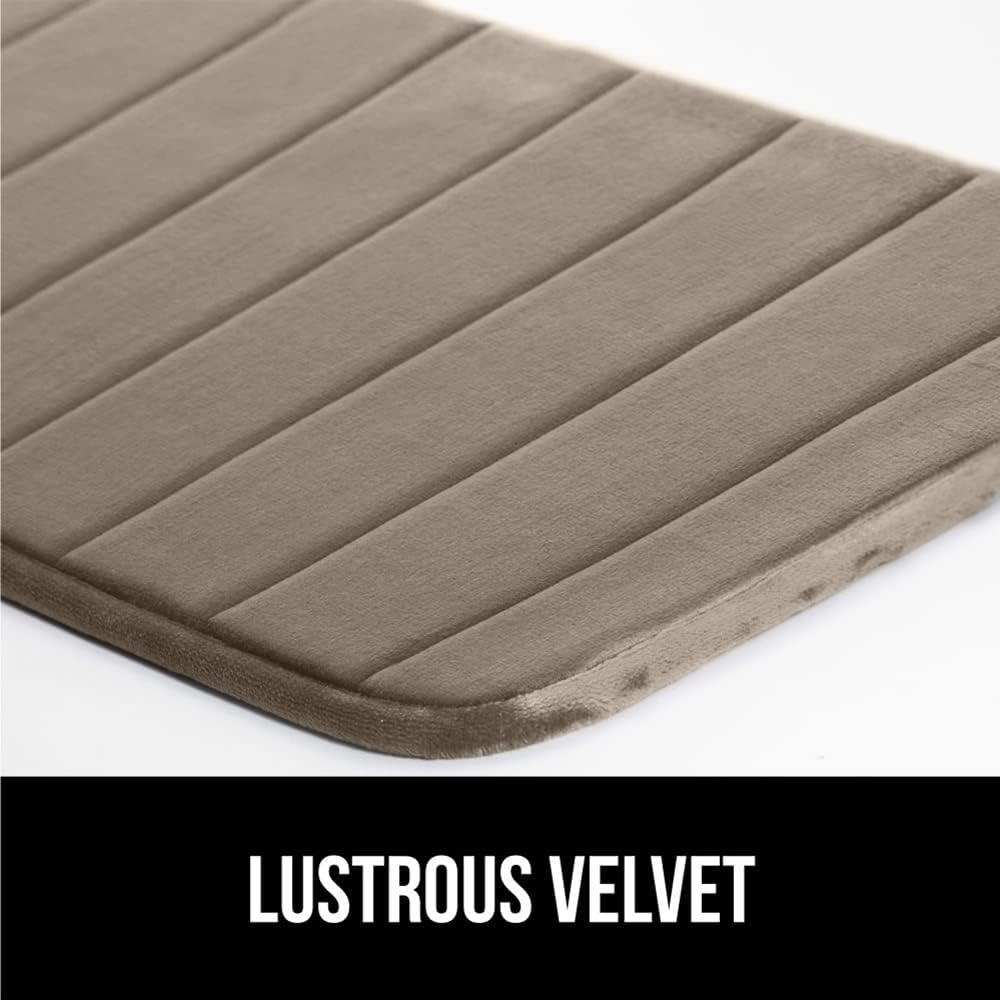 GORILLA GRIP Memory Foam Bath Mat, Soft Absorbent US Designed Bathroom Rug, Gripping Dots Machine Washable Bathmat, Cushioned Floor Mats, Shower Sink Rugs Room Décor Accessories, 24x17 Taupe