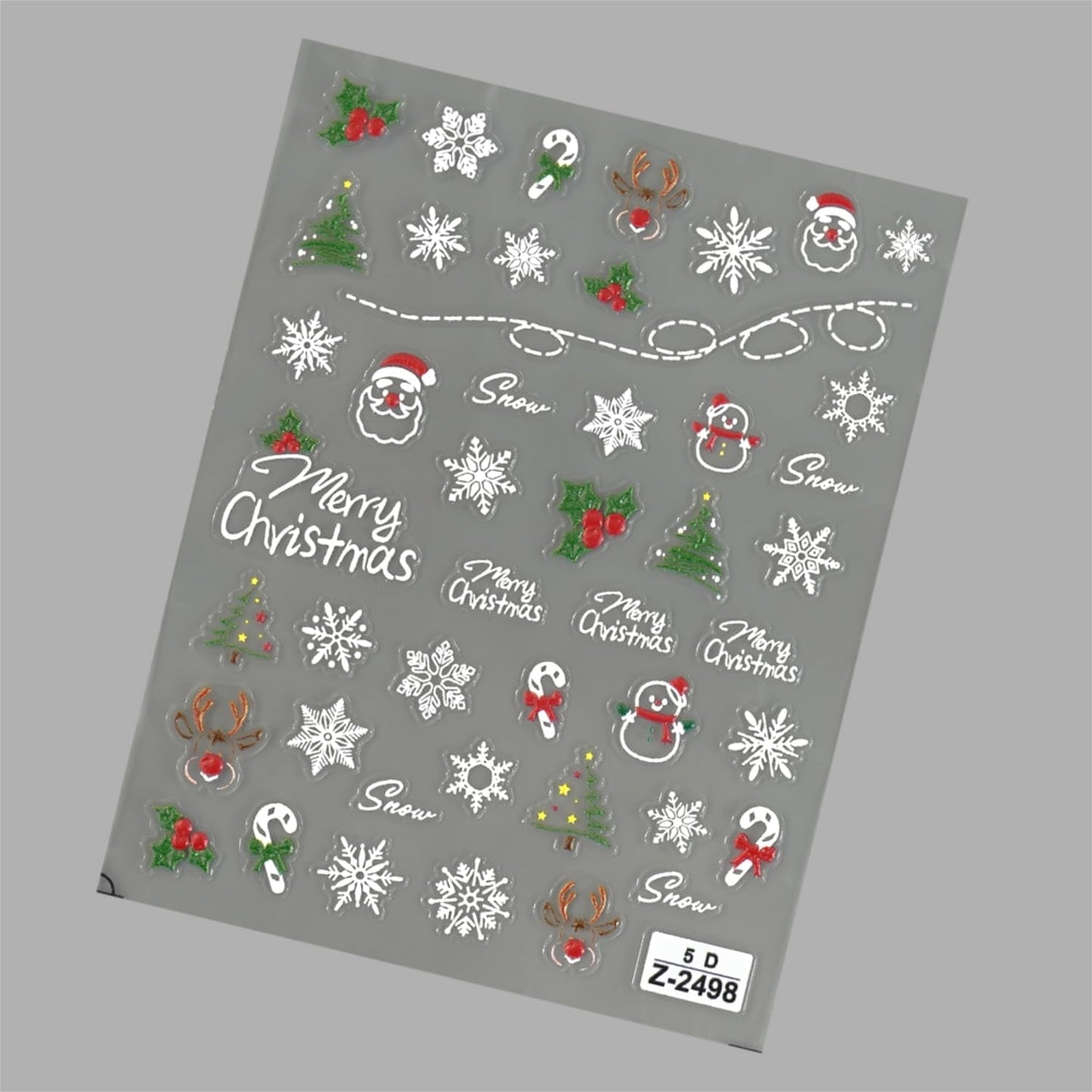 5D Embossed Christmas Nail Stickers Self Adhesive Christmas Nail Art Stickers Snowman Snowflake Nail Decals Winter Nail Design Santa Claus Nails Supplies for Women Girls 2 Sheets