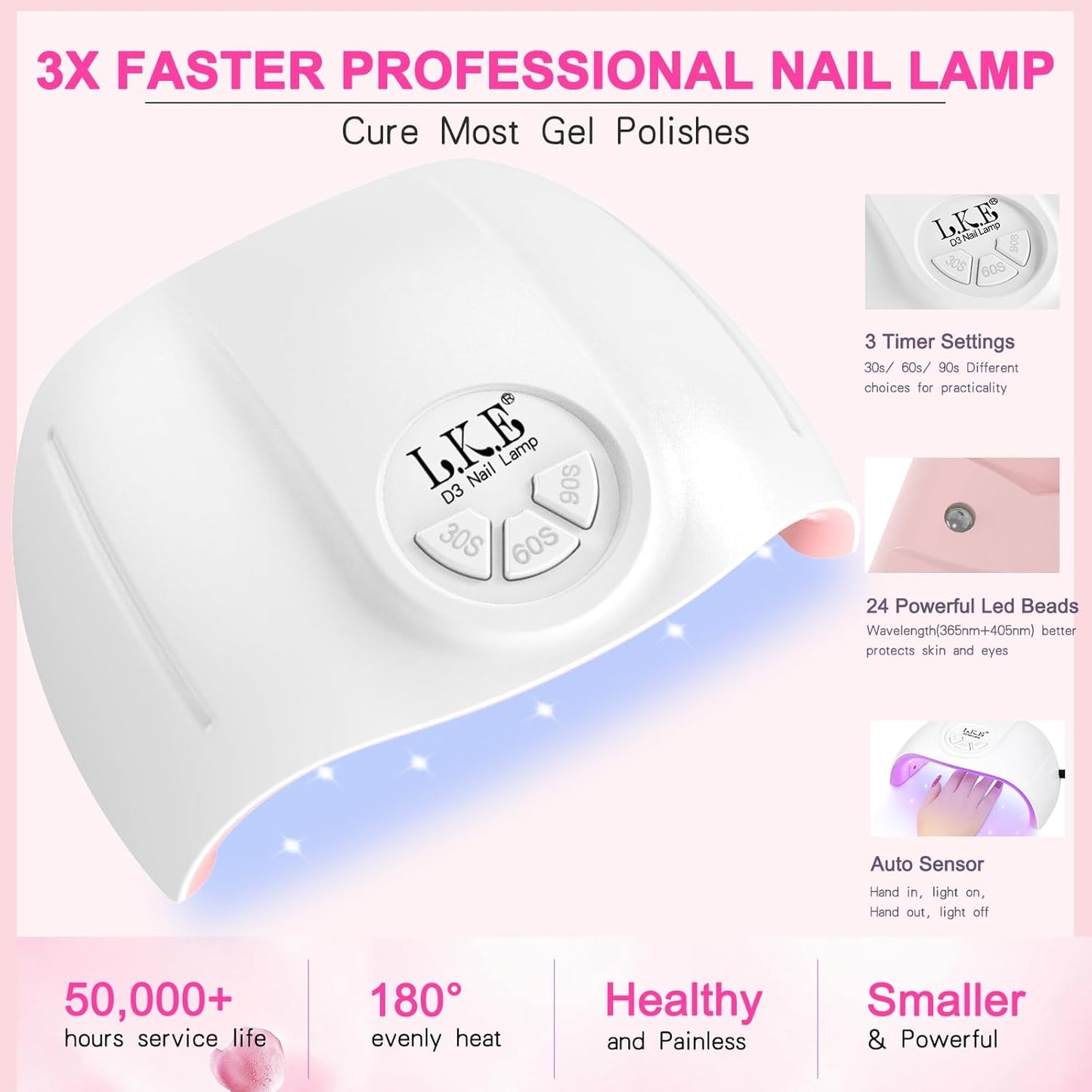 LKEE Gel Nail Polish Kit with U V Light 108W, 65 Pcs Gel Nail Polish Set All Season Gels Nail Kit Essential Manicure Tools for DIY Nails Art Gifts for Women (D3-36SET-SKU3-012001)