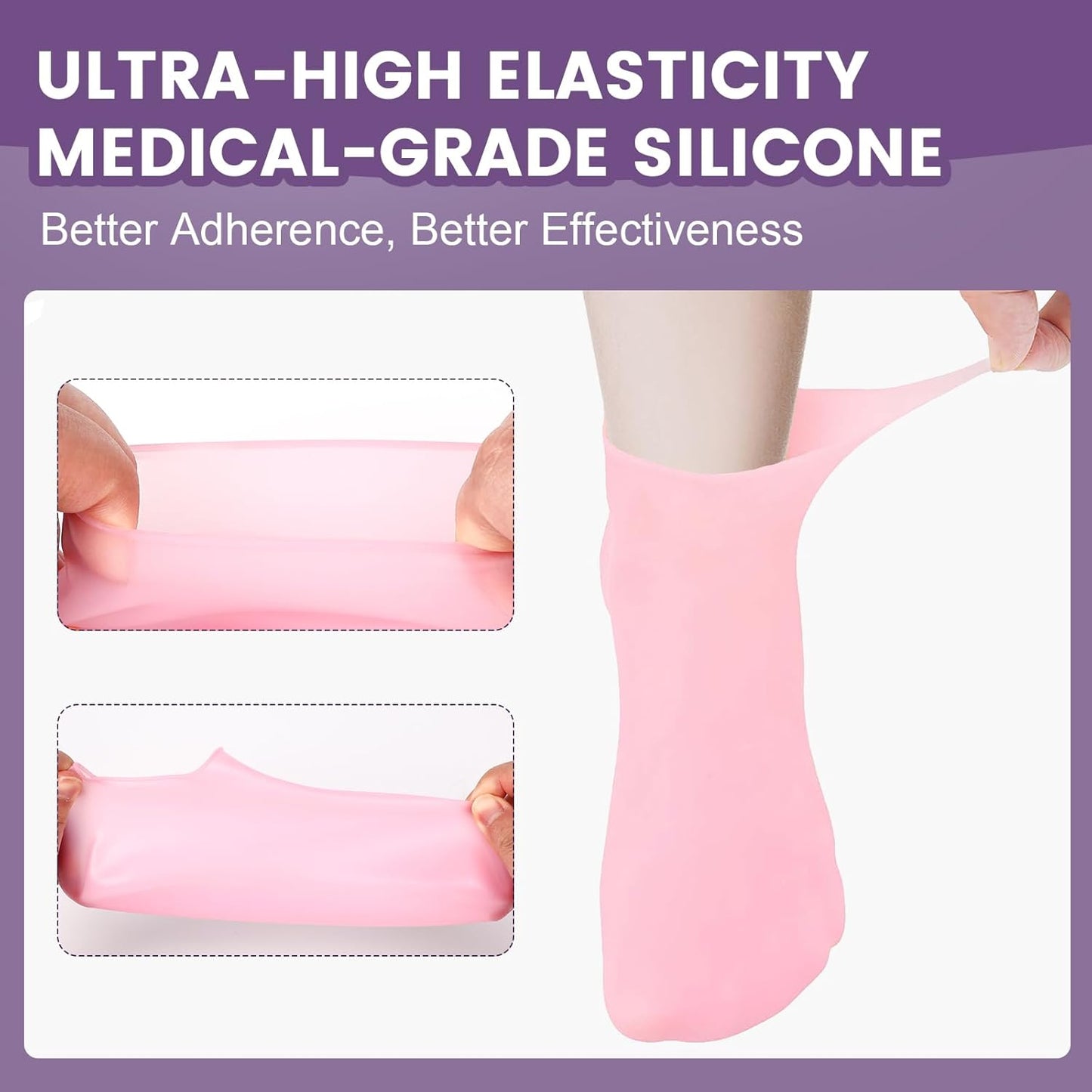 5 Pairs Silicone Socks for Dry Cracked Feet, Women's Foot Socks for Moisturizing, Cracked Heel Treatment (5 Colors Assorted, Fits Up to Size 11)