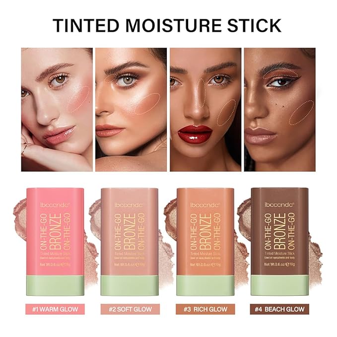 Multi-Use Makeup Blush Stick, Beauty Tinted Solid Blush Stick,Facial Contouring Highlight & Brighten Face Stick, Waterproof Moisturizer Stick, Suitable for All Skin (2#Soft Glow)