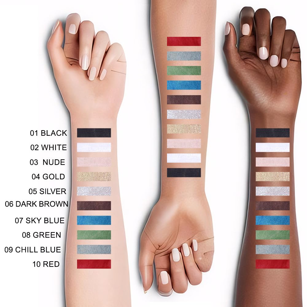 evpct 2Pcs Black & Dark Brown Color Gel Glitter Eyeliner Pencils Set for Women Waterline Waterproof Smudge Proof lapiz de ojos delineador de ojos contra el agua Eye Liner Makeup