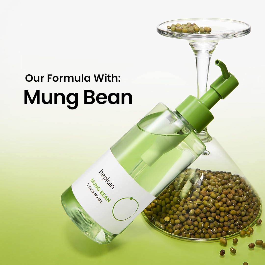 beplain Mung Bean Cleansing Oil(6.76fl.oz/200ml)| Fragrance-Free | Non-Comedogenic Tested| Makeup Blackhead Remover & Deep Pore Cleanser| Suitable for Sensitive Skin| Double Cleansing Korean Skincare