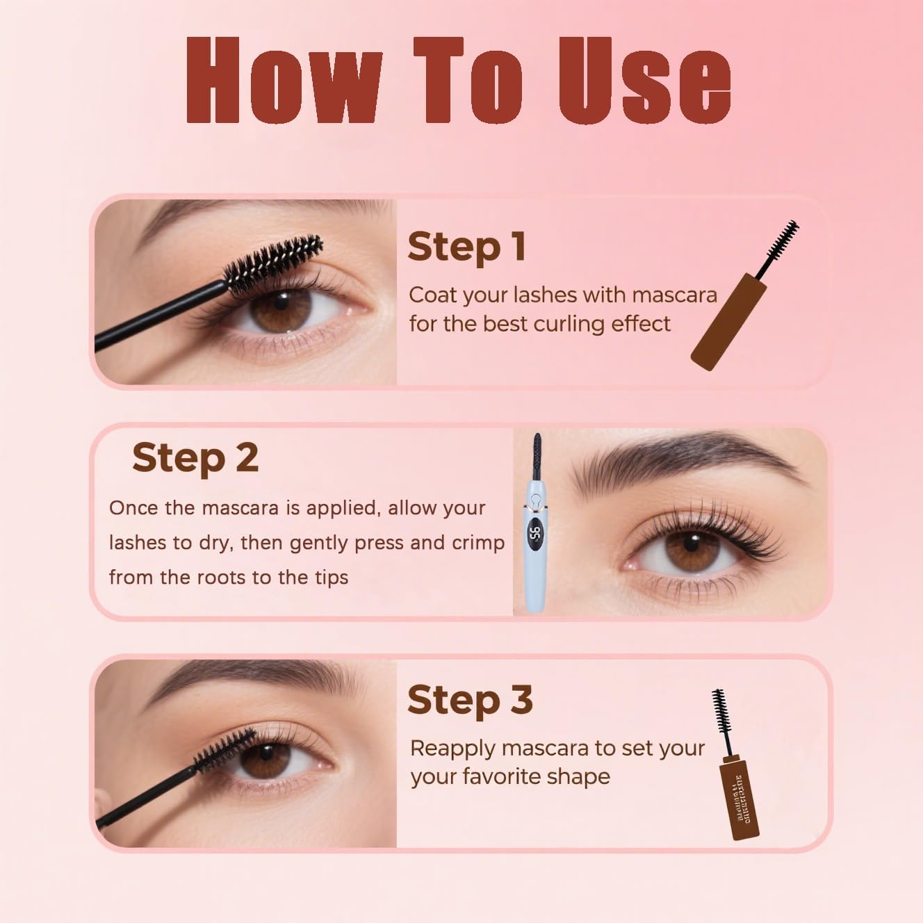 Heated Eyelash Curlers Electric Eyelash Curler with LED Display, 4 Temperature Modes Anti-Burn USB Rechargeable Natural Curling 24H Long Lasting for Women Makeup Tools Gifts