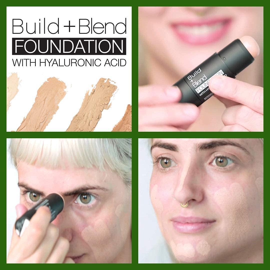 Palladio BUILD & BLEND Foundation Stick, Medium Coverage Buildable Contour Stick for Face, Ultra Blendable Creamy Formula for a Natural Shine Free Finish, 0.25 Ounce (Natural Ivory)
