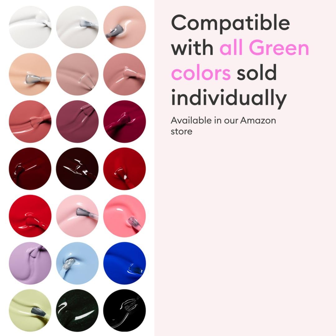 Manucurist System Green™ Red (Poppy Red) - Professional Manicure Set, Vegan & Plant-Based : 1 Nail Prep, 1 Base Coat, 1 Nail Polish, 1 Top Coat, Drying Drops- No Lamp -Beauty Gift For Woman