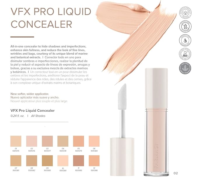 FARMASI Vfx Pro Liquid Concealer Makeup, All-in-one Full Coverage, Highly Pigmented Concealer for All Skin Type, Hide Shadows & Imperfections, Enhance Skin Fullness Foundation Concealer 0,24 Fl Oz W09