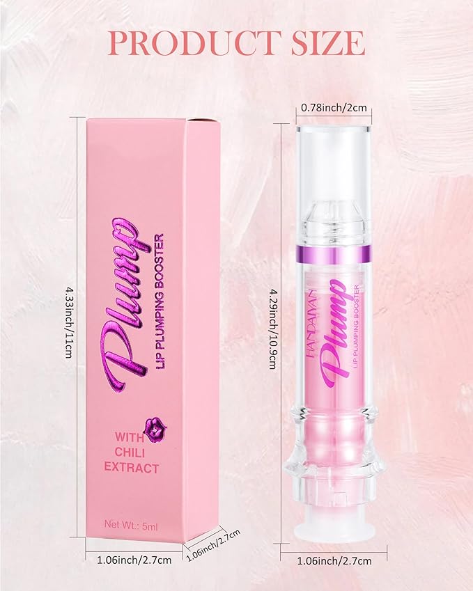 Lip Plumping Booster Lip Gloss,Plump and Pout Lip Plumper Hydrating & Volumizes Lip Wrinkles,Enhancing Plump Effect for Fuller Lips,High Shine Lip Glaze,Women's Day Makeup Gift for Women-01+02