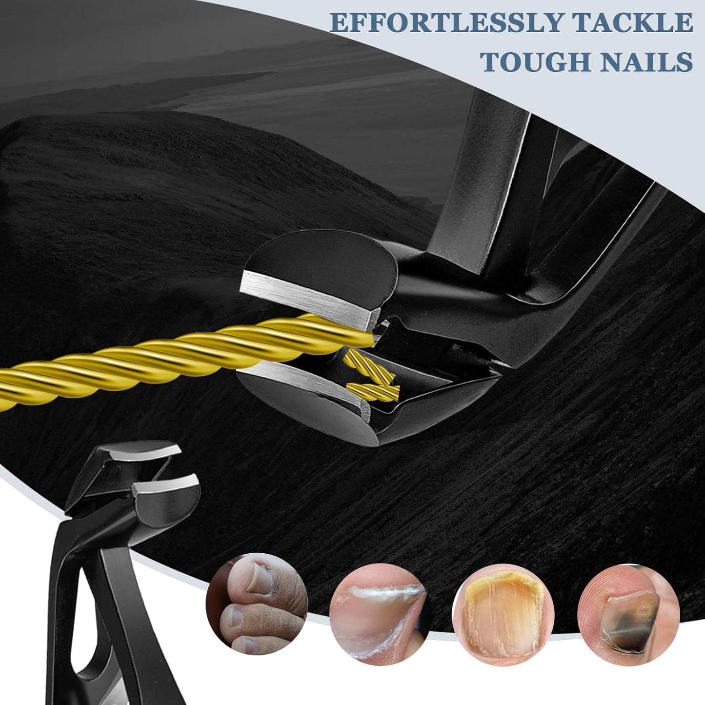 Toe Nail Clippers for Seniors, Toenail Clippers for Thick Toenails, Fingernail Clippers for Men, Nail Trimmer, Professional Nail Clippers, Ergonomic Angled Head Senior Toenail Clipper (Black)