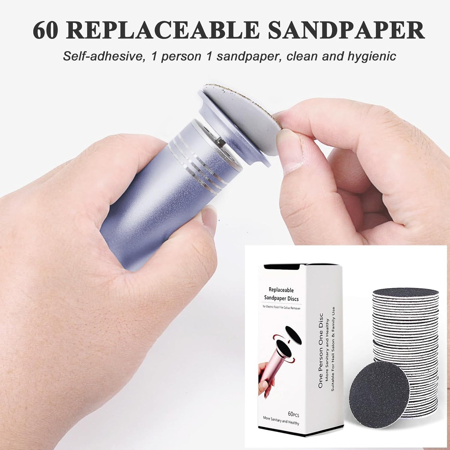 Upgraded Electric Callus Remover for Feet 1200RPM, Adjustable Speed Professional Electric Foot File Sander Pedicure Tools with 60pcs Sandpaper Discs Dead Skin Remover, with Clean Brush (FCR-02 Gray)