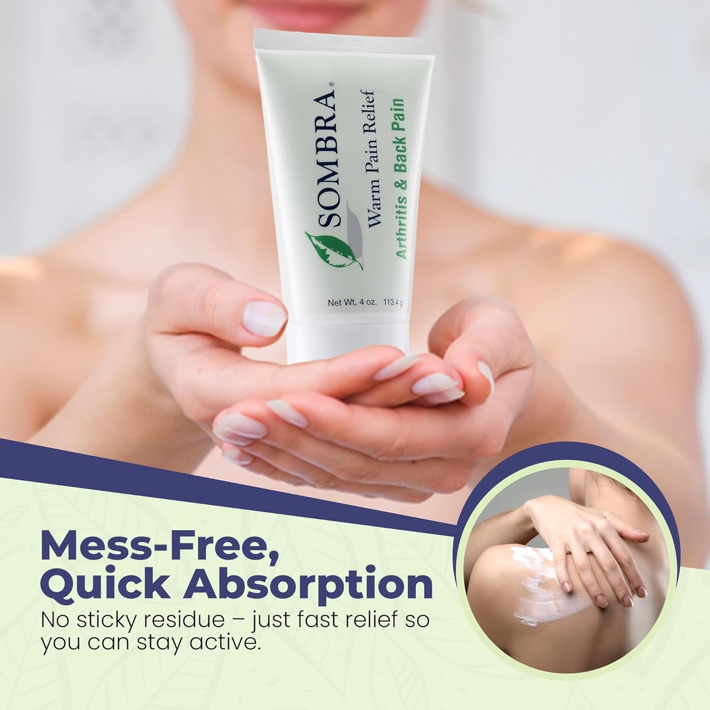 Sombra Warm Pain Relief Gel, Warm Relief for Arthritis and Chronic Pain Pre-Workout Muscle Rub Vegan Formula Free of Artificial Fragrances, Dyes, NSAIDs, Wax, Petroleum, Alcohol - 4oz Tube