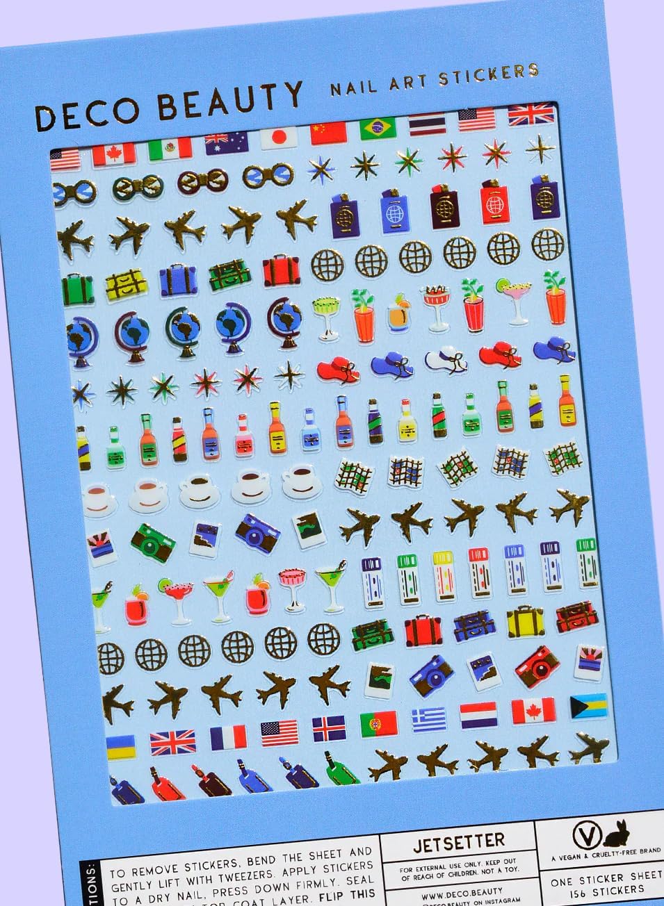 Jetsetter Nail Stickers - Lightweight & Easy-to-Apply Nail Art with Trendy Designs - Durable & Long-Lasting Nail Stickers for Women, Ideal for DIY Manicures & Salon-Quality Nails