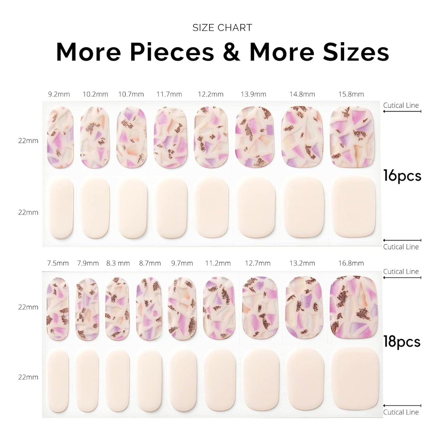 Nailog Semi Cured Gel Nail Strips 34 pcs | Long Lasting Nail Polish Sticker Wraps with Glossy Gel Finish | Morning Dew