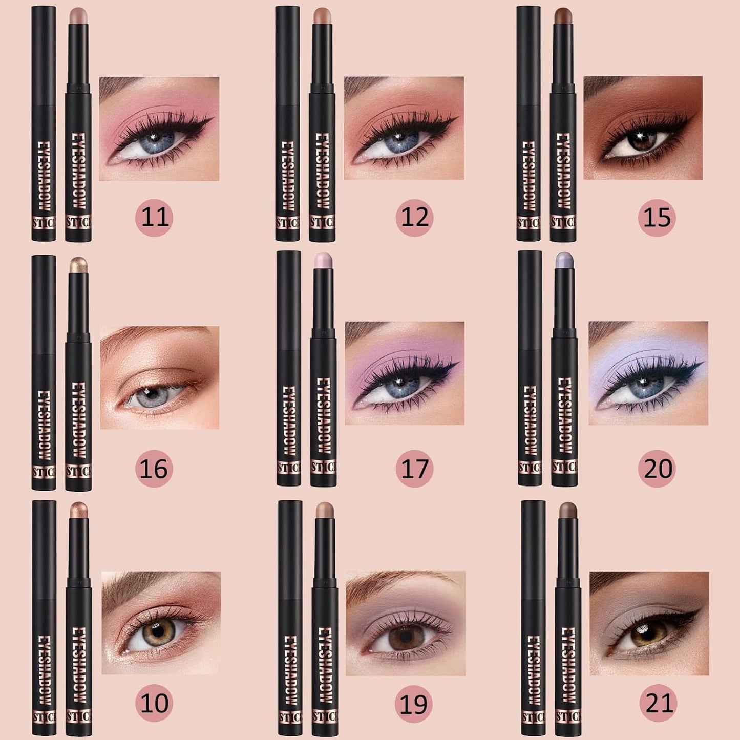 Cream Eyeshadow Stick Blendable Shimmer Eyeshadow Long Lasting High Pigment Eye Shadow Sticks,Waterproof Hypoallergenic eyeshadow Pencil (16#)