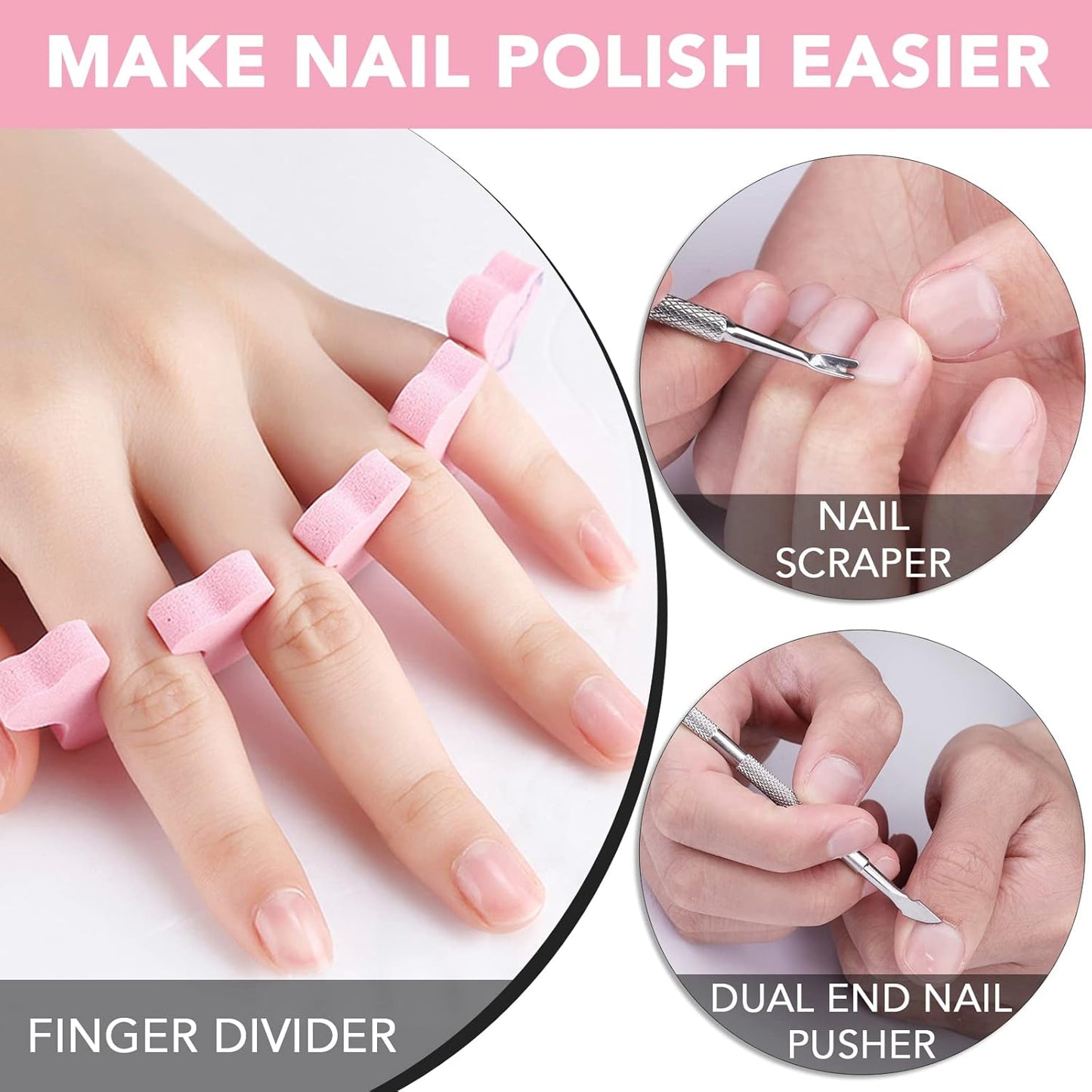 Gel Nail Polish Remover 3 Pack Professional Gel Polish Remover Non-Irritating Quick Easy,Gel Remover Tools Kit Nail File Cuticle Pusher Nail File Grit,No Need For Foil Soaking Or Wrapping