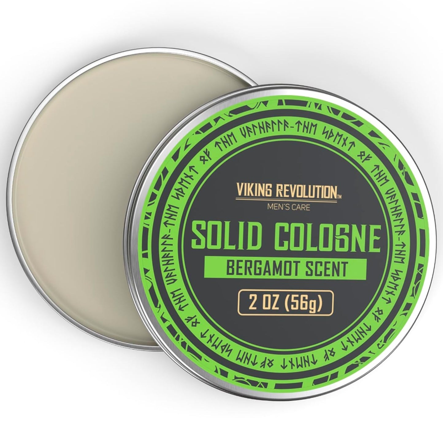 Viking Revolution Bergamot Solid Cologne for Men - 2 Oz Balm Cologne Travel Wax (1 pack, Bergamot)