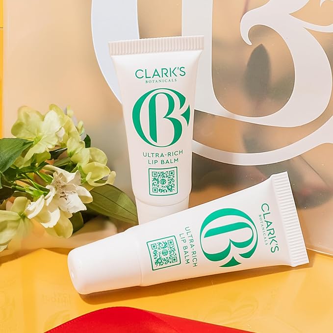 Clark's Botanicals Mini Ultra Rich Lip Balm: Travel Size Plumping Moisturizer with Collagen and Shea, Mango & Avocado Butter + Vitamin E, Stimulating Organic Lip Treatment | 0.13 fl oz (Pack of 2)