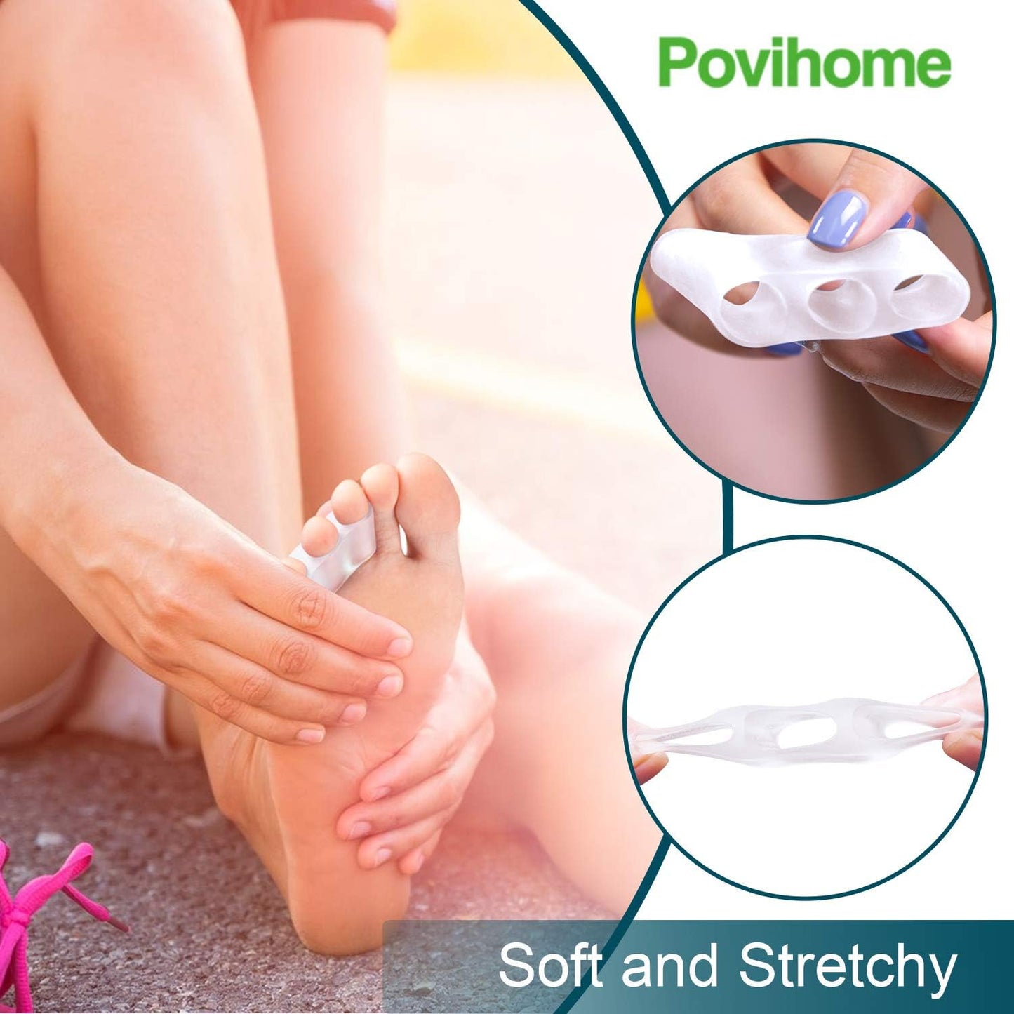 Povihome 10 Pack Pinky Toe Separator and Protectors, Triple Gel Toe Separators for Overlapping Toe, Curled Pinky Toes Separate and Protect