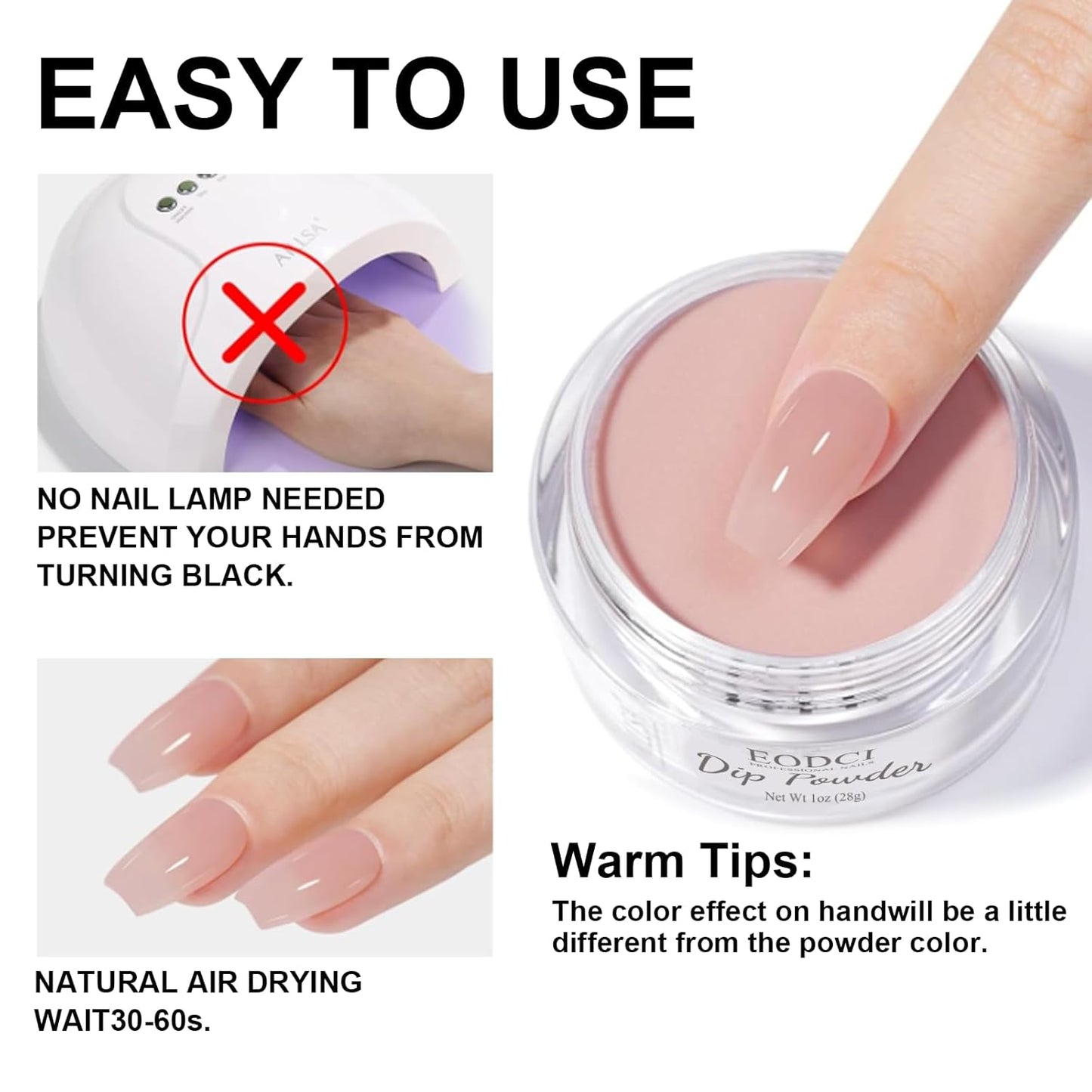 Dip Nail Powder, Moon Star Glitter Color Dip Powder Nail Art Starter Manicure DIY - No Needed Nail Lamp Curing - Long lasting Odor-Free Nail color for Professionals & At-Home - 1 oz