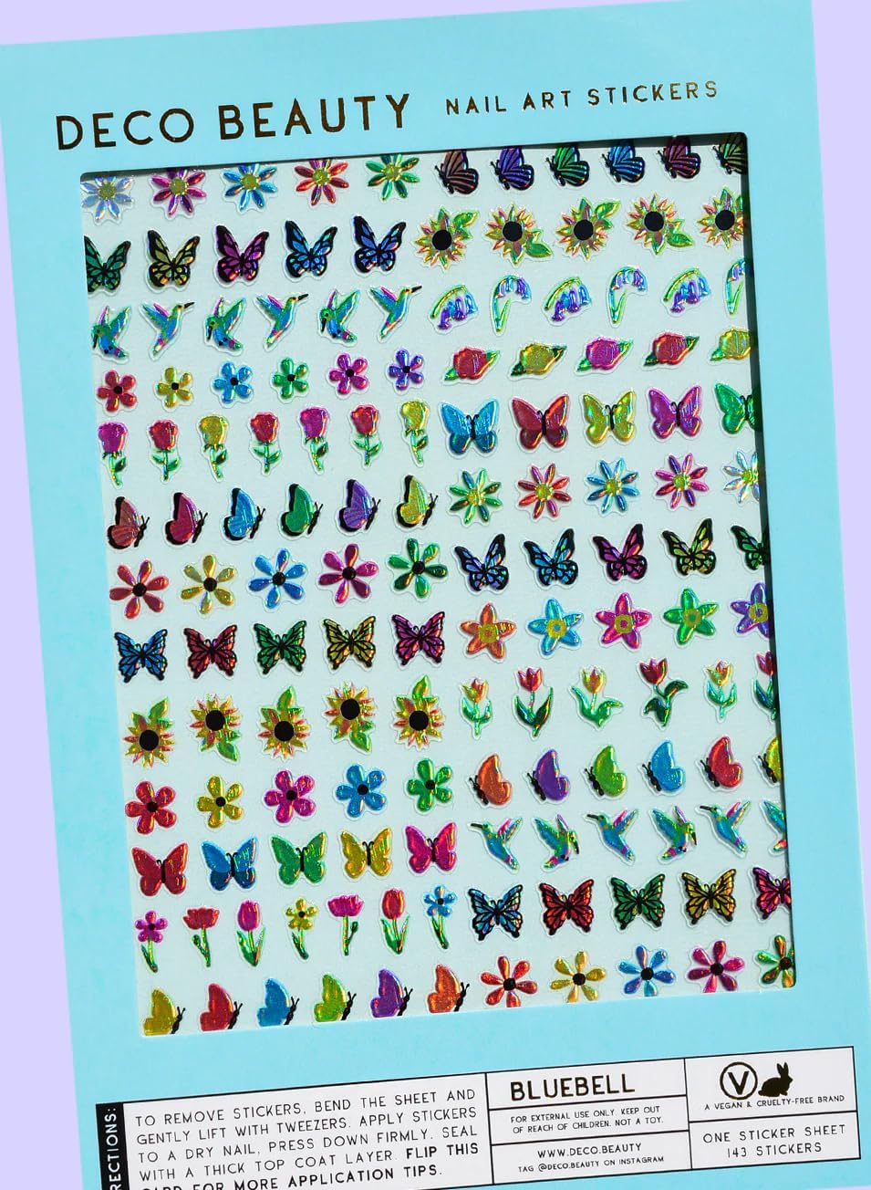 Bluebell Nail Stickers - Lightweight & Easy-to-Apply Nail Art with Trendy Designs - Durable & Long-Lasting Nail Stickers for Women, Ideal for DIY Manicures & Salon-Quality Nails