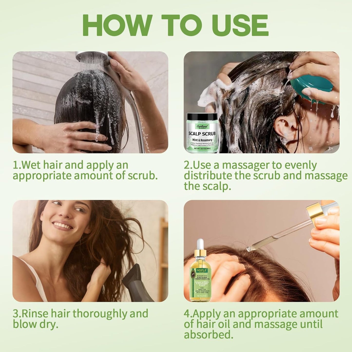 Rosemary Scalp Exfoliator & Clarifying Shampoo Scalp Scrub - 3-in-1 Scalp Treatment with Mint Oil Hair Treatment to Clarify and Remove Build Up - Silicone Scalp Massager Rosemary Oil for Hair Growth