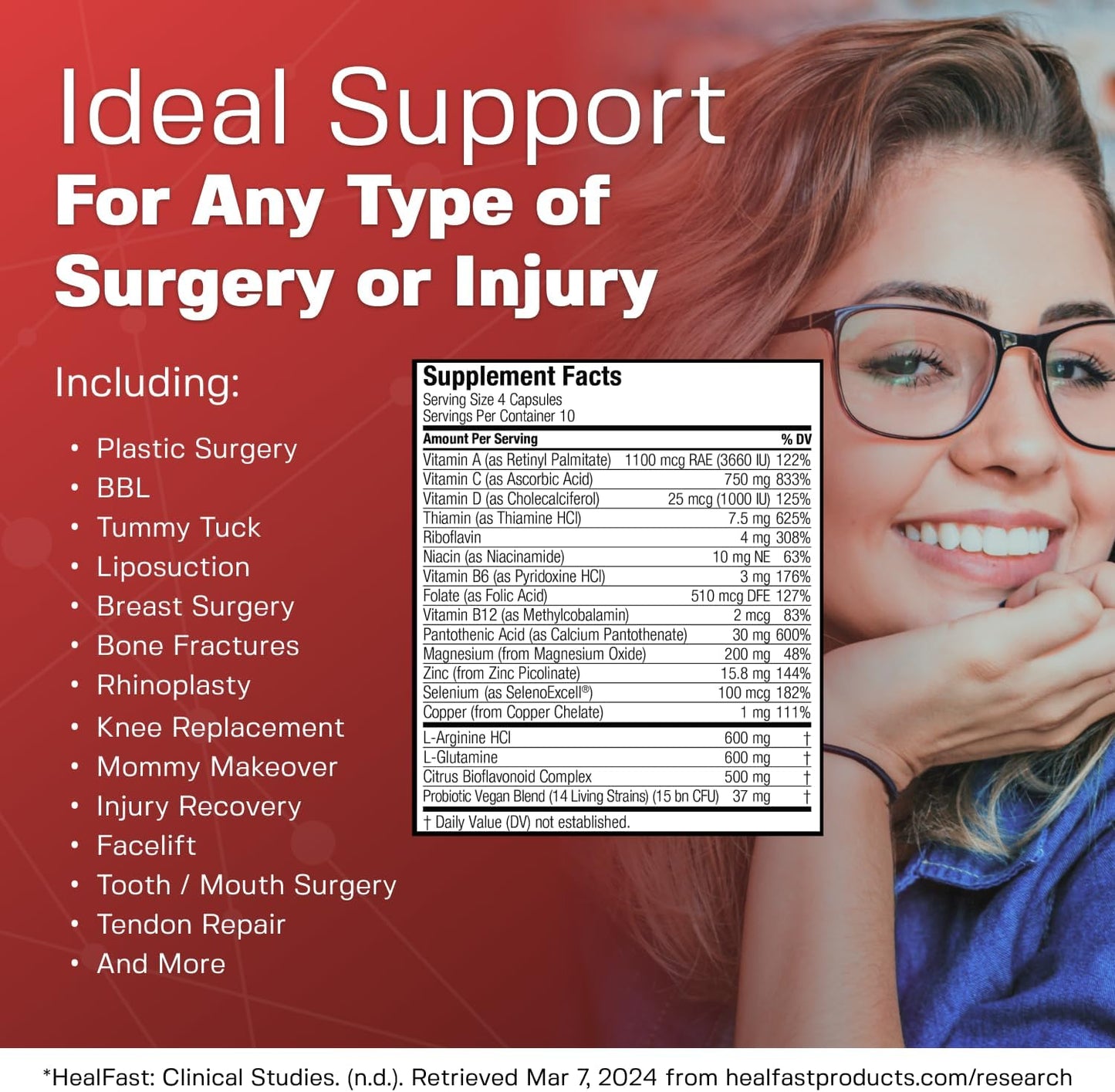 Surgery & Injury Recovery Supplement (Pre-Op): Quercetin, Probiotics Supplement for Wound, Liposuction, Tummy Tuck, and BBL Post Surgery Supplies