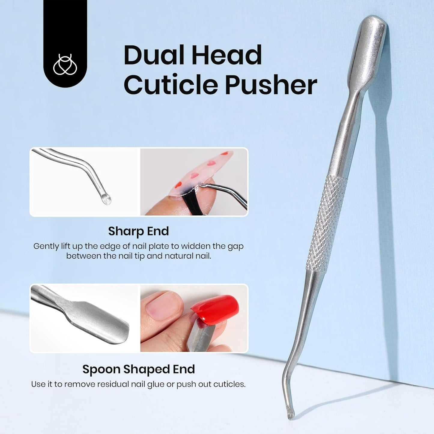 Beetles 2 Pcs Nail Glue Remover 20 ml for Press on Nails, False Nails Glue Remover for Fake Nail Tips Acrylics Nails Adhesive Remover Includes Cuticle Pusher, Not for Uv Gel Glue or Gel Polish