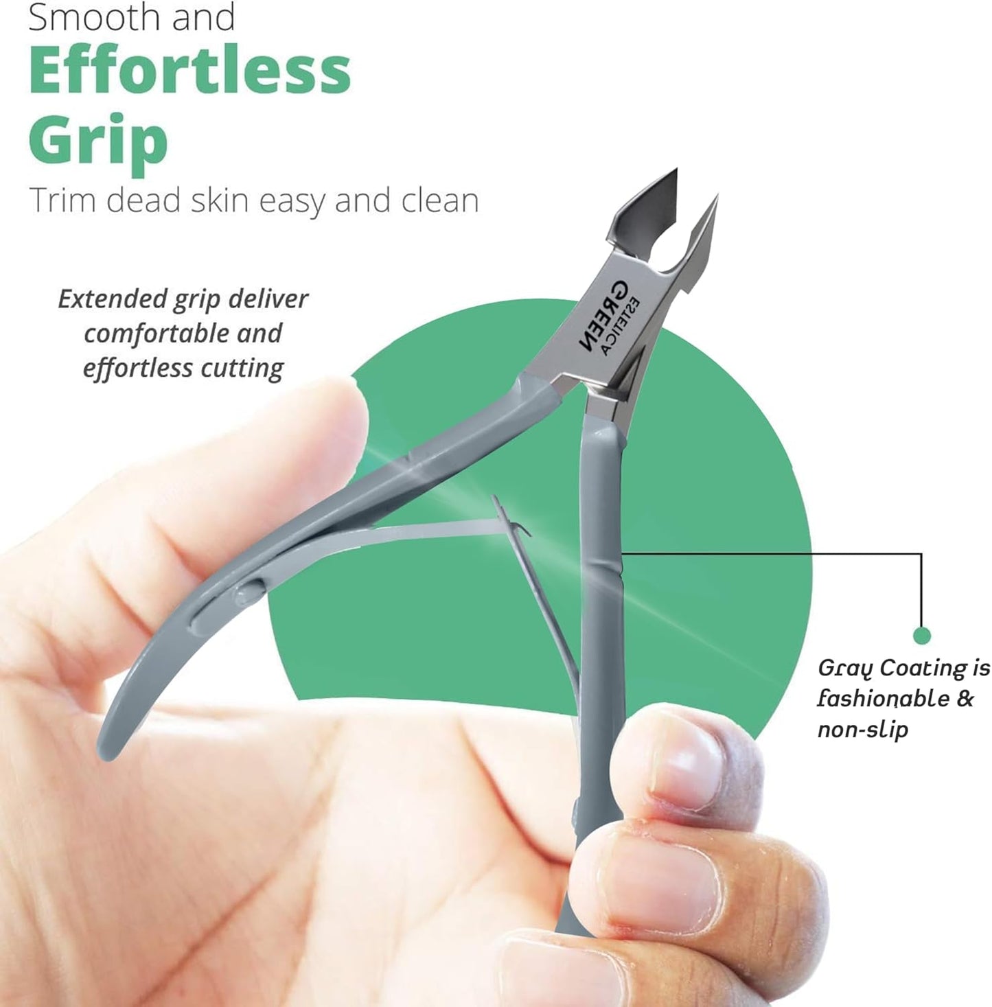 Professional Cuticle Trimmer with Cuticle Pusher Nail Cuticle Remover Nipper Silver Stainless Steel Sharp Blades Manicure Tools with Double Spring Nail Care Pedicure Nail Tools Home Spa (Gray)