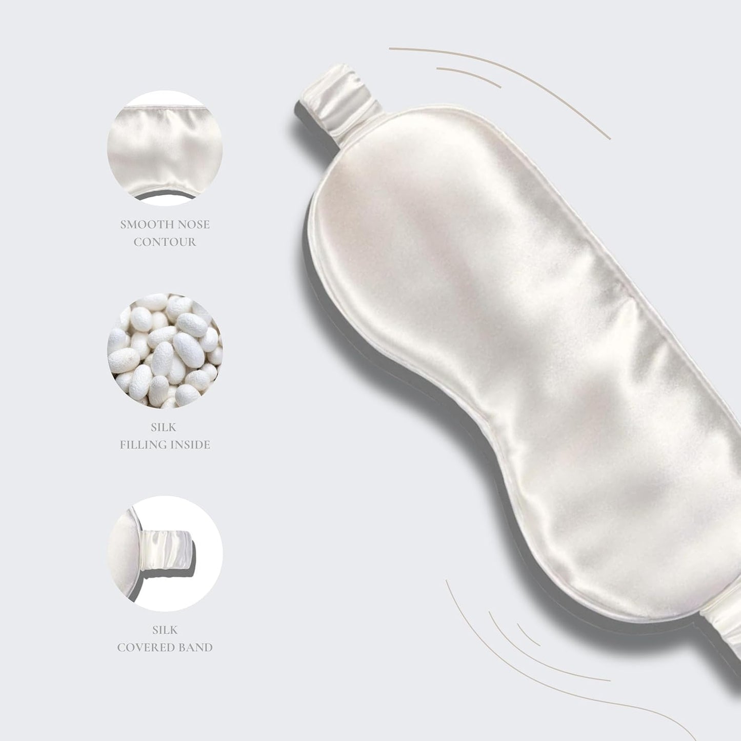 Silk Sleep Mask - 100% Pure 22 Momme Mulberry Silk Eye Sleeping Mask for Women and Men - Blackout Eye Mask for Sleeping (White)