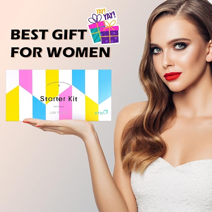 BB Facial Glow Serum Starter Kit Hyaluronic Acid Essence Foundation Skin Care Kit 0.27oz 12 Vials, Combined With Niacinamide and Peptides To Brighten Skin Tone Anti-Aging Foundation Light Rose #3