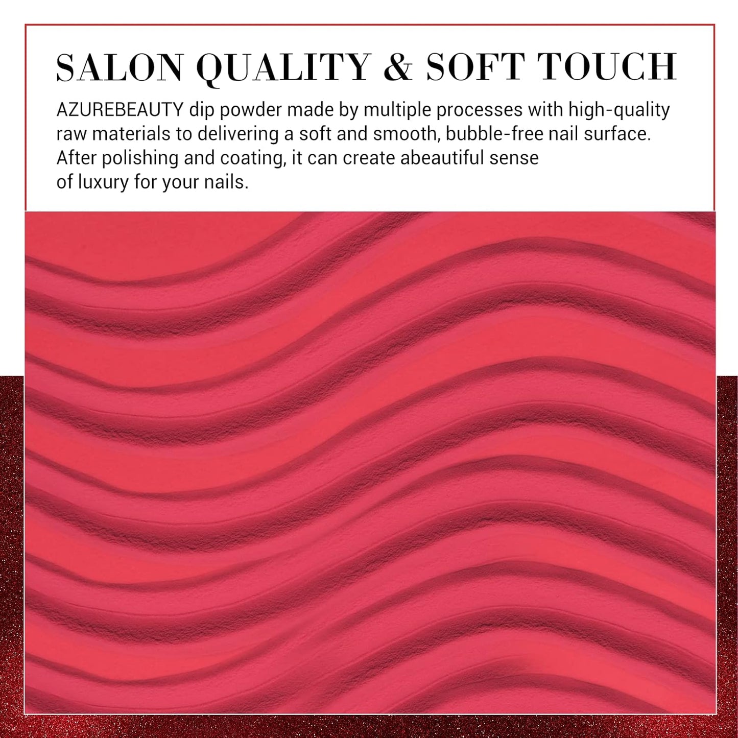 AZUREBEAUTY Dip Powder Nail Set, Red Burgundy Rose Berry Sparkle Milky Snow White Silver Glitter, 6 Colors Dipping Powder Starter Kit French Nail Art Manicure DIY Salon, No Need Nail Lamp Cured