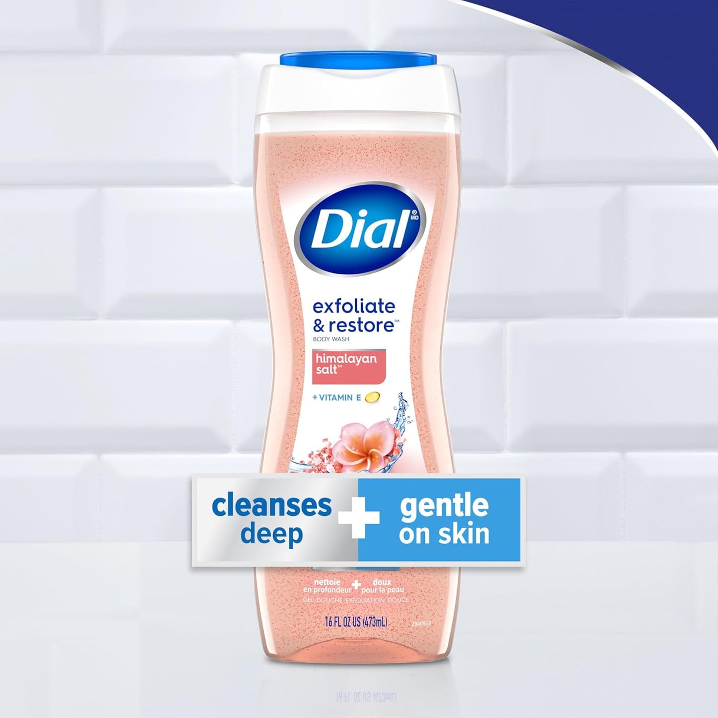 Dial Body Wash, Exfoliate & Restore Himalayan Salt, 16 Fl Oz (Pack of 4)