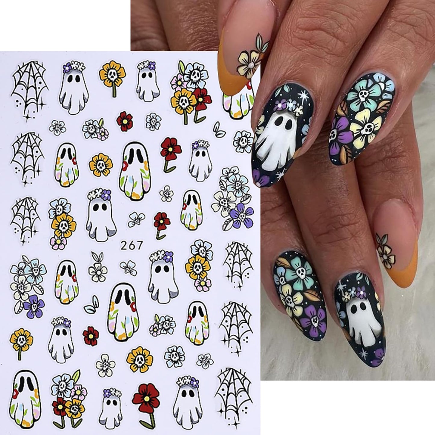 Nail Art Stickers3D Self-Adhesive Nails Art Decals Nails Supplies for Women Girls Manicure Decoration (Black)