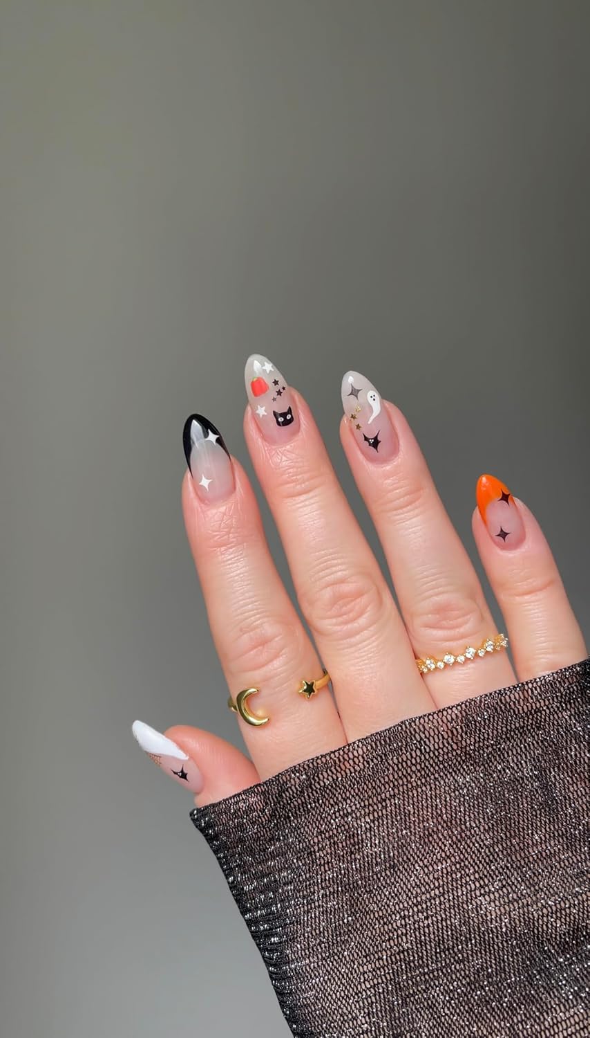 Spooky Nail Stickers - Lightweight & Easy-to-Apply Nail Art with Cute & Trendy Designs - Durable & Long-Lasting Nail Stickers for Women, Ideal for DIY Manicures