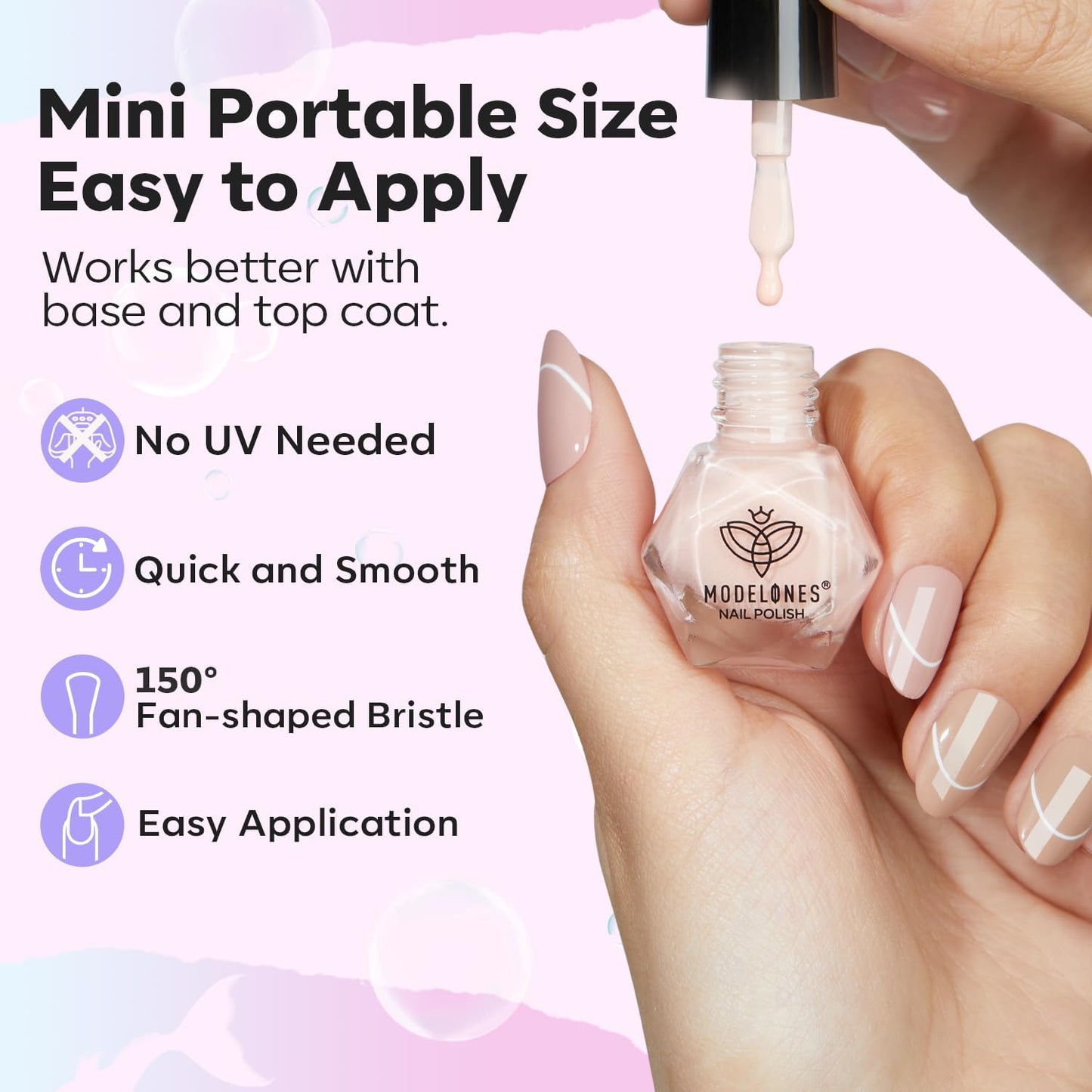 modelones Nail Polish Set, 6 Colors Shimmer Pearl Chrome White Pink Mermaid Purple Quick Dry Nail Polish Kit Fingernail Polish 2025 Manicure DIY Salon Home Gifts for Women Girl