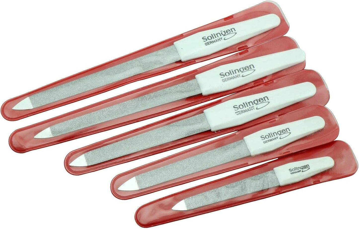 SMI 5 Pcs Solingen Germany Sapphire Metal Nail File Set + 1 Curved File - Fine and Coarse Nail Files - Double Sided Professional Manicure Pedicure Kit Best Nail File for Fingernail Toenail Care