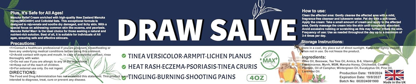 Manuka Honey Tea Tree Cream, Scaling Max Strength Soothing Ointment, Foot Care, Jock Itch, Ringworm, Foot Odour, Dry Cracked Heels, Athlete's Foot Treatment, itching, Burning, Cracking