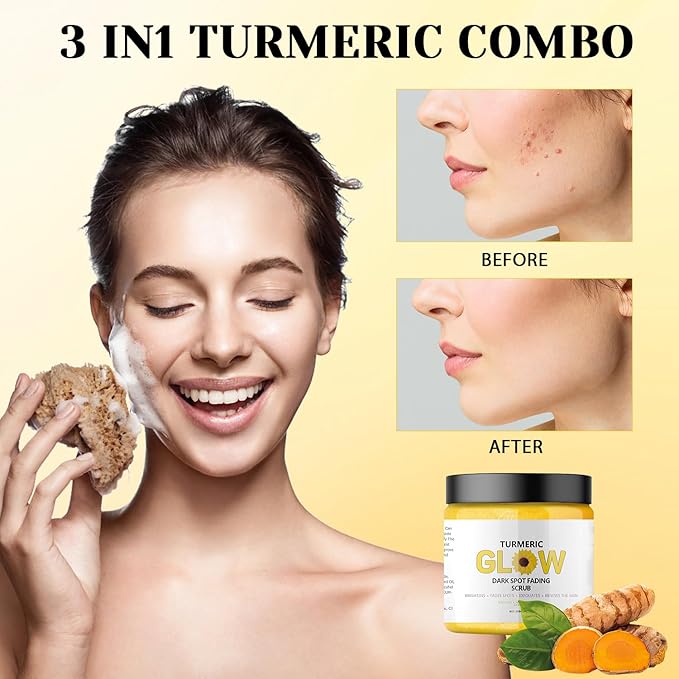 Glow Combo Skincare Set,3 In 1 Turmeric Combo Skincare Set,Turmeric Glow Butter,Hydration Glowing Skincare Set for All Skin Types