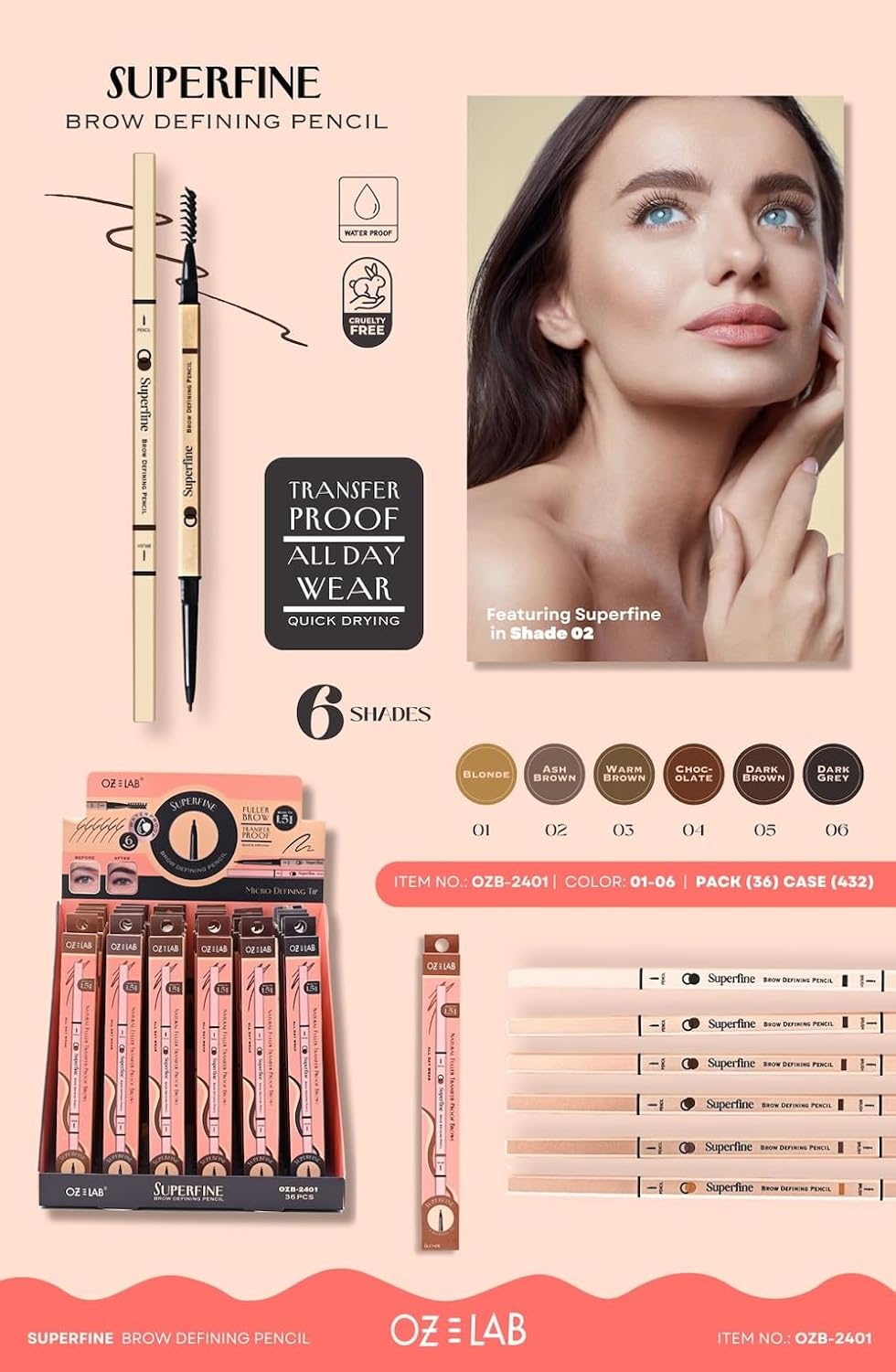 Beauty Superfine Micro Brow Pencil – 1.5mm Ultra-Fine Tip, Waterproof, Vegan Formula, 6 Shades – Long-Lasting Natural Eyebrow Pencil (03 - Warm Brown, 0.08G/0.002 FL.OZ(pack of 1))