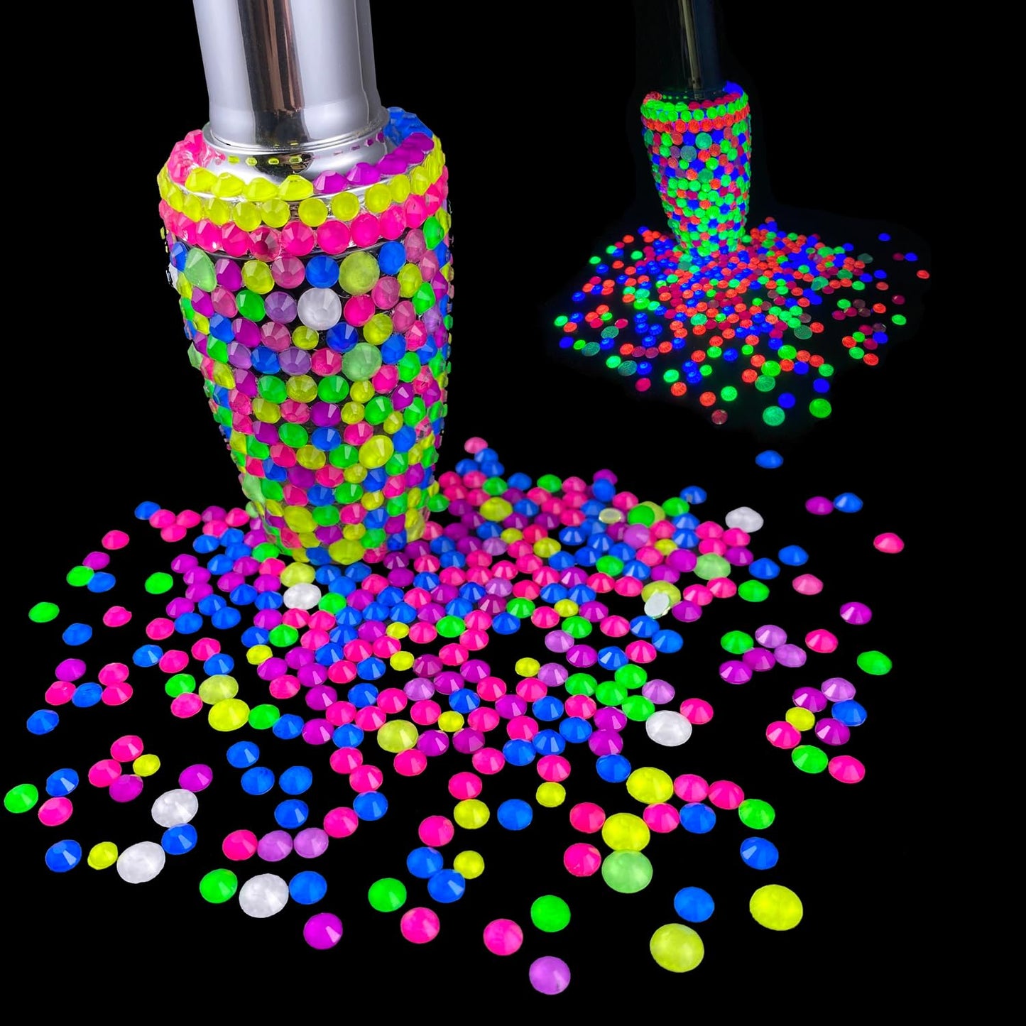 Flatback Glass Rhinestones,Bedazzler Gems 1440pcs Non Hotfix Crystal Rhinestones for Nail Charms Crafts Clothes Tumblers,Blue Neon,SS20