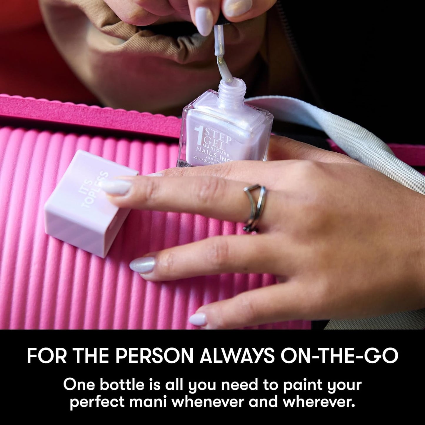 Nails Inc It's Topless Gel-Like Nail Polish, 4-in-1 Base Coat, Treatment, Color & Top Coat, Long Lasting, Strong, Chip Free Nails, Glossy Salon Quality Manicure, Air Dry Nail Polish, Emma, 0.47 Fl Oz