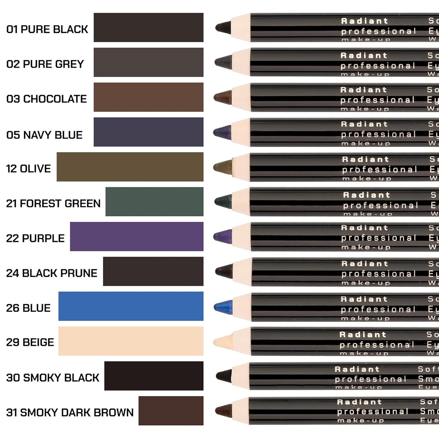 Radiant Professional Waterproof Eyeliner Pencil - Eyeliner Waterproof Smudge Proof for Woman - Long Lasting Under Eye Pencil for Smoky Eye - Soft Waterline Eye liner with Smudger Tool, Beige (29)