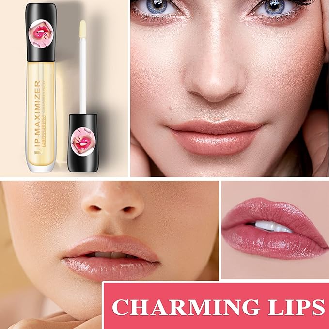 Lip Plumper Lip Gloss,Moisturizing Lip Oil Lip Plumper Gloss Lip Plumping Lip Care Serum Instant Volume Lip Filler Lip Maximizer Balm Plumper Reduce Fine Lines & Improve Dryness Wrinkles