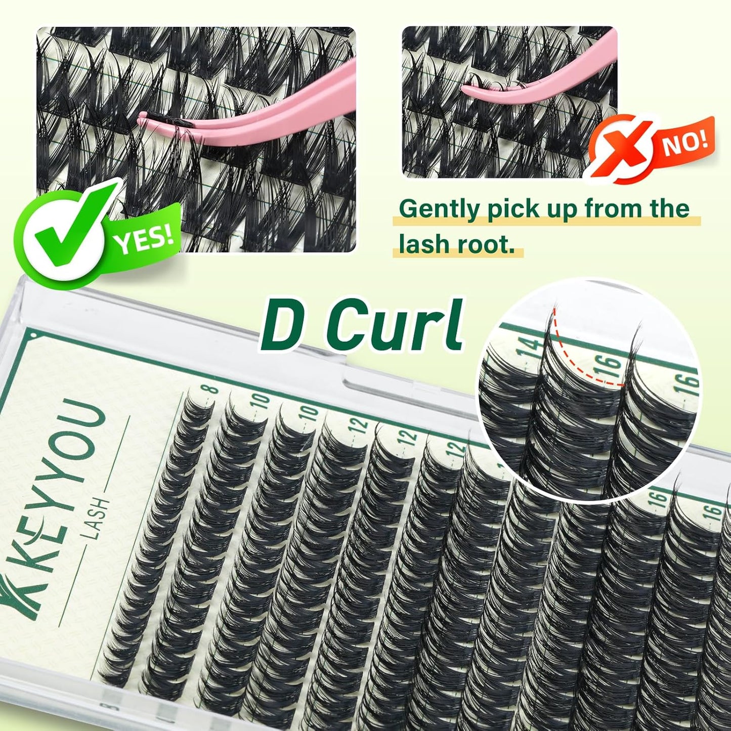 KEYYOULASH Lash Clusters Manga Lash Extension D Curl 144pcs 8-18mm Wispy Eyelash Clusters Natural Volume Eyelash Extensions Individual Lashes DIY at Home(KY04,D-8-18MIX)