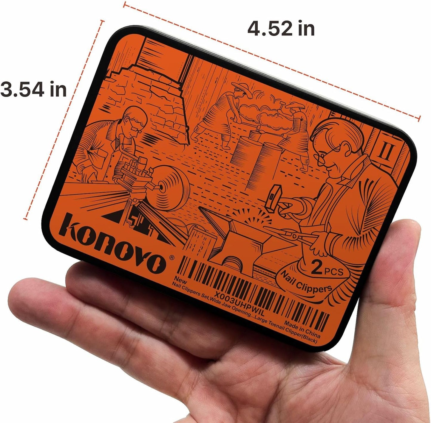 Nail Clippers Set, Ultra Sharp Sturdy Fingernail and Toenail Clipper Cutters with Visibly Tin Case, Large Toenail Clipper