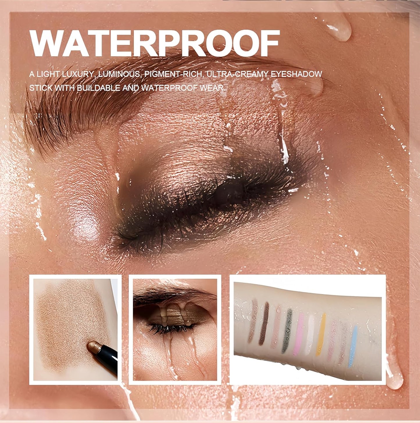 MAEPEOR 10 Colors Cream Eyeshadow Stick Silky Smooth Matte Shimmer Eyeshadow Pen Waterproof and Long Lasting Shadow Pencil for Girls and Women (Color 06)