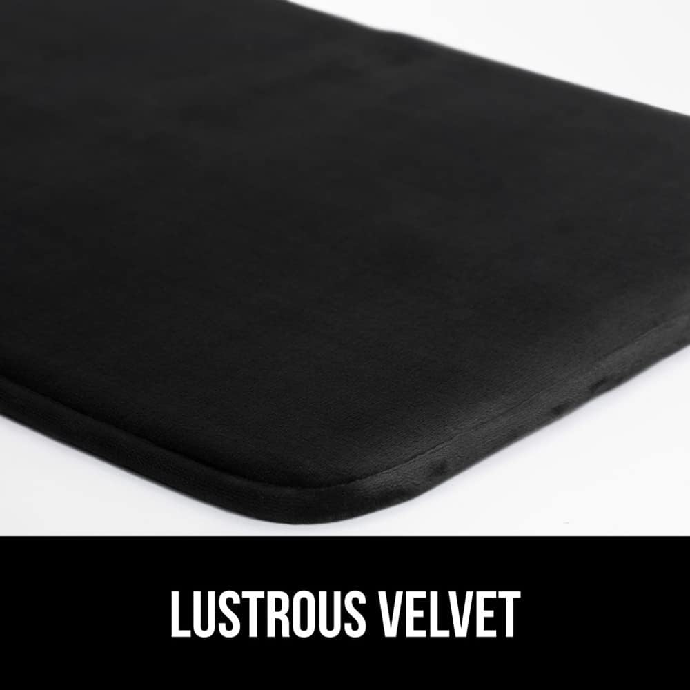 GORILLA GRIP Memory Foam Bath Mat, Soft Absorbent Velvet Bathroom Mats, Durable Dots on Underside, Machine Washable Bathmat, Carpet Rug Room Decor for Shower Tub Floor RV, 42x24 Rugs, Black